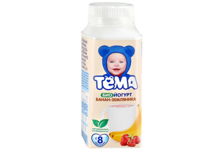 Биойогурт питьевой ТЕМА 210гр 2,8% Банан/земляника 1/6шт Продукт без заменителя молочного жира