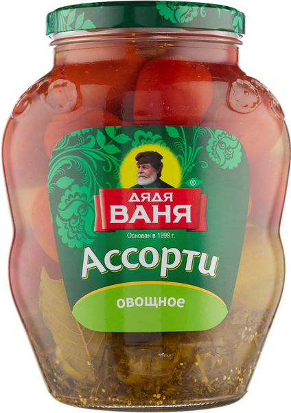 Ассорти ДЯДЯ ВАНЯ 1800гр Огурцы/томаты ст/б 1/6шт