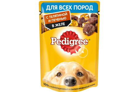 Корм д/собак PEDIGREE 85гр пауч Телятина/Печень в желе 1/28шт №10227041