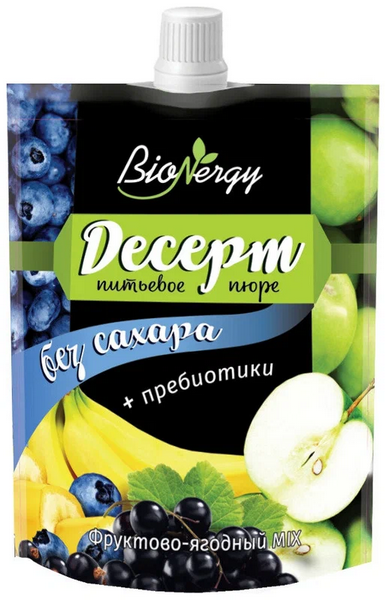 Десерт BIONERGY 140гр Клубника/банан/яблоко 1/15шт