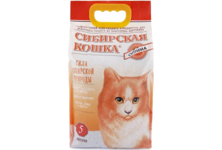 Наполнитель СИБИРСКАЯ КОШКА 5л Оптима комкующийся 1/4шт