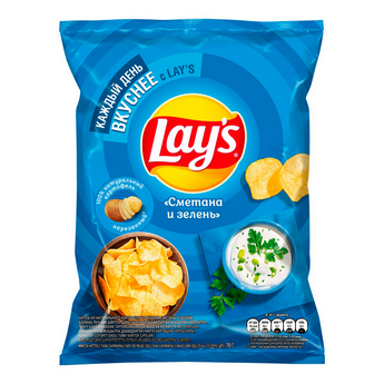 Чипсы LAYS 70гр Сметана зелень 1/25шт