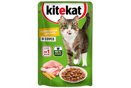 Корм д/кошек KITEKAT 85гр Пауч курица в соусе 1/28шт №10227777