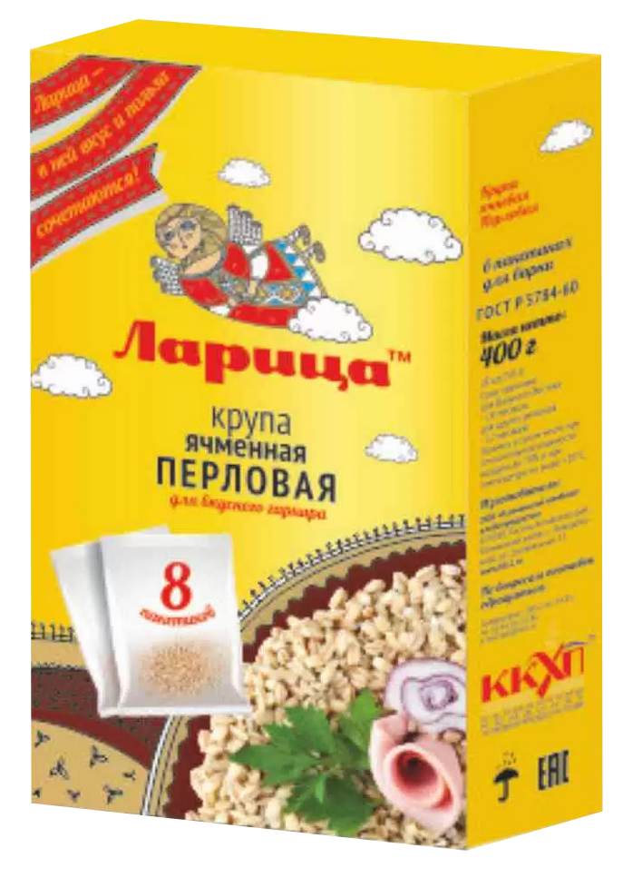 Крупа в пакетах ЛАРИЦА 8*50гр Перловая ГОСТ 1/10шт