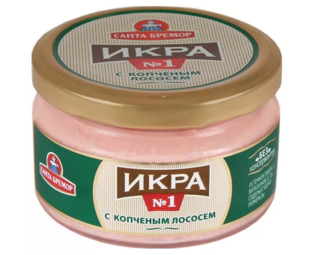 Икра мойвы САНТА БРЕМОР 180гр Деликатесная с копченным лососем ст/б 1/6шт Беларусь