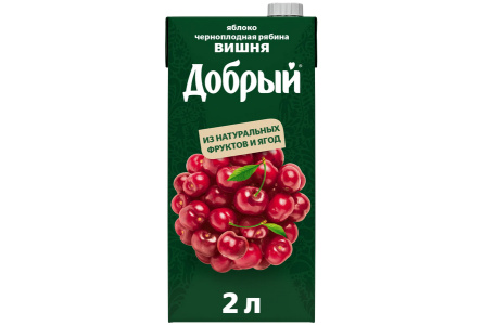 Сок/Нектар ДОБРЫЙ 2л Яблоко/Черноплод рябина/вишня 1/6шт