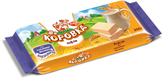 Вафли КОРОВКА 300гр Топленое молоко 1/11шт Рот Фронт