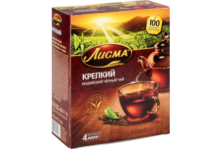 Чай черный в пакетиках ЛИСМА 100*2гр Крепкий индийский байховый 1/6шт