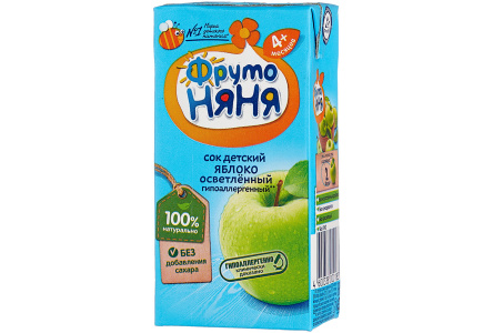 ДП Сок ФРУТОНЯНЯ 200мл Яблоко осветленный 1/18шт