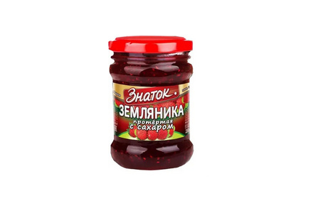Ягода протертая ЗНАТОК 280гр Земляника с сахаром ст/б 1/12шт