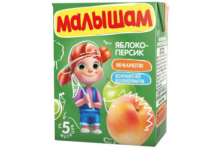 ДП Нектар МАЛЫШАМ 200гр Яблоко/персик неосветленный 1/18шт