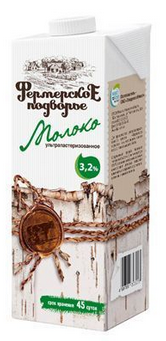 Молоко ФЕРМЕРСКОЕ ПОДВОРЬЕ 1л 3,2% восстановленное тда 1/12шт Продукт без заменителя молочного жира