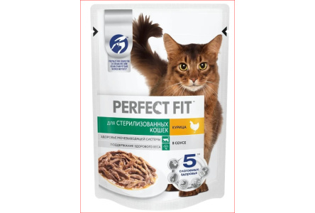 Корм д/стер кошек PERFECT FIT 75гр Курица в соусе 1/28шт