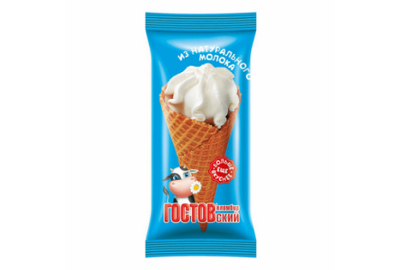 Мороженое ГОСТОВский 100гр Пломбир ванильно/шоколадный рожок 1/20шт с ЗМЖ