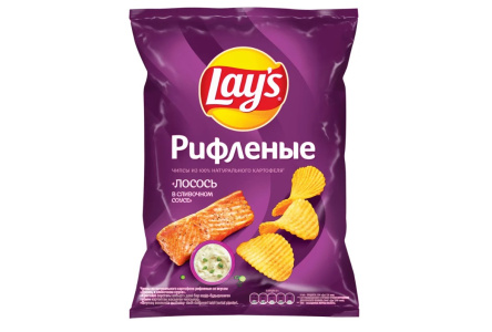 Чипсы LAYS 140гр Лосось в сливочном соусе рифленые 1/19шт