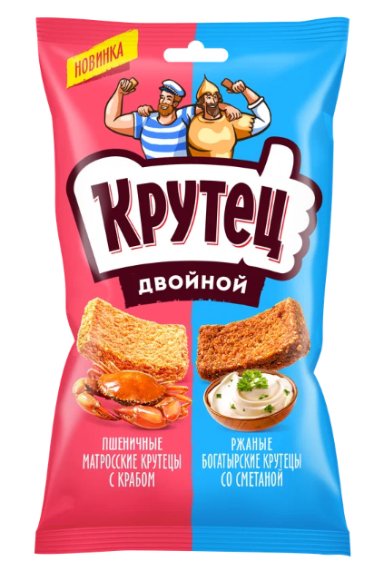 Сухарики ДВОЙНОЙ КРУТЕЦ 100гр Краб/сметана 1/18шт