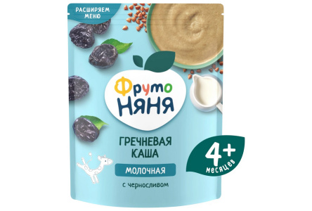 ДП Каша ФРУТОНЯНЯ 200гр Гречневая/чернослив/молочная с 6мес м/у 1/6шт