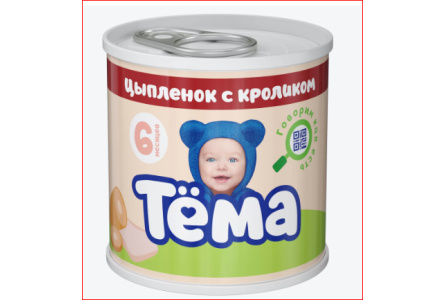 ДП Пюре ТЕМА 90гр Цыпленок/кролик с 6 мес ж/б 1/12шт